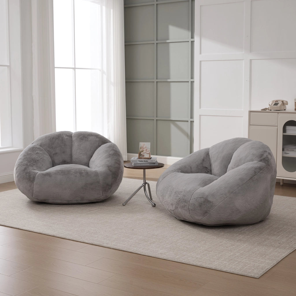 Divano Pouf Morbido in Peluche ¨C MINIMAL ¨C Grigio, Soggiorno