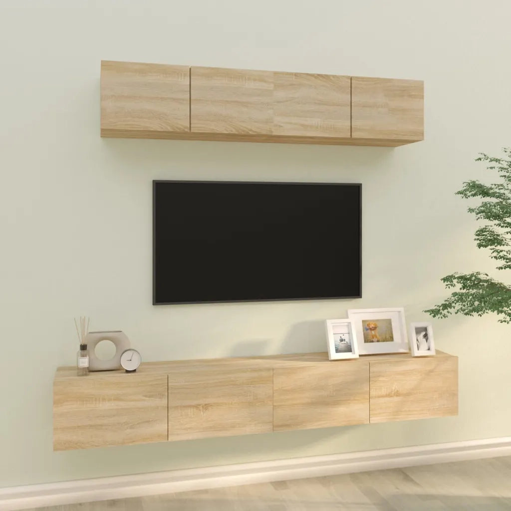 Set di Mobili Porta TV 4 pz-Set di 4 Credenza per TV Rovere Sonoma in Legno Multistrato 361699