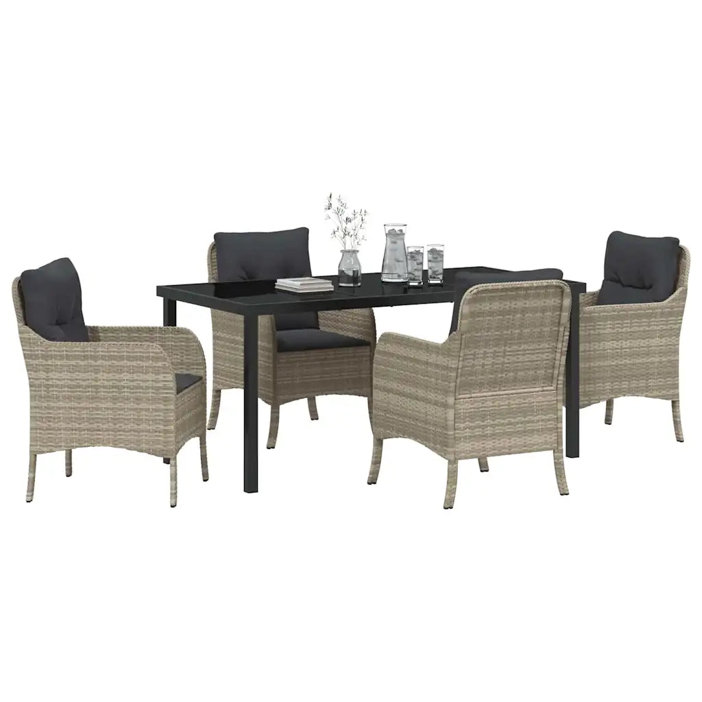 Set da Pranzo per Giardino 5 pcs Grigio chiaro polyrattan 3380186