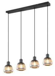 Lampada a sospensione retro nera 4xE27 vetro Trio Tarifa