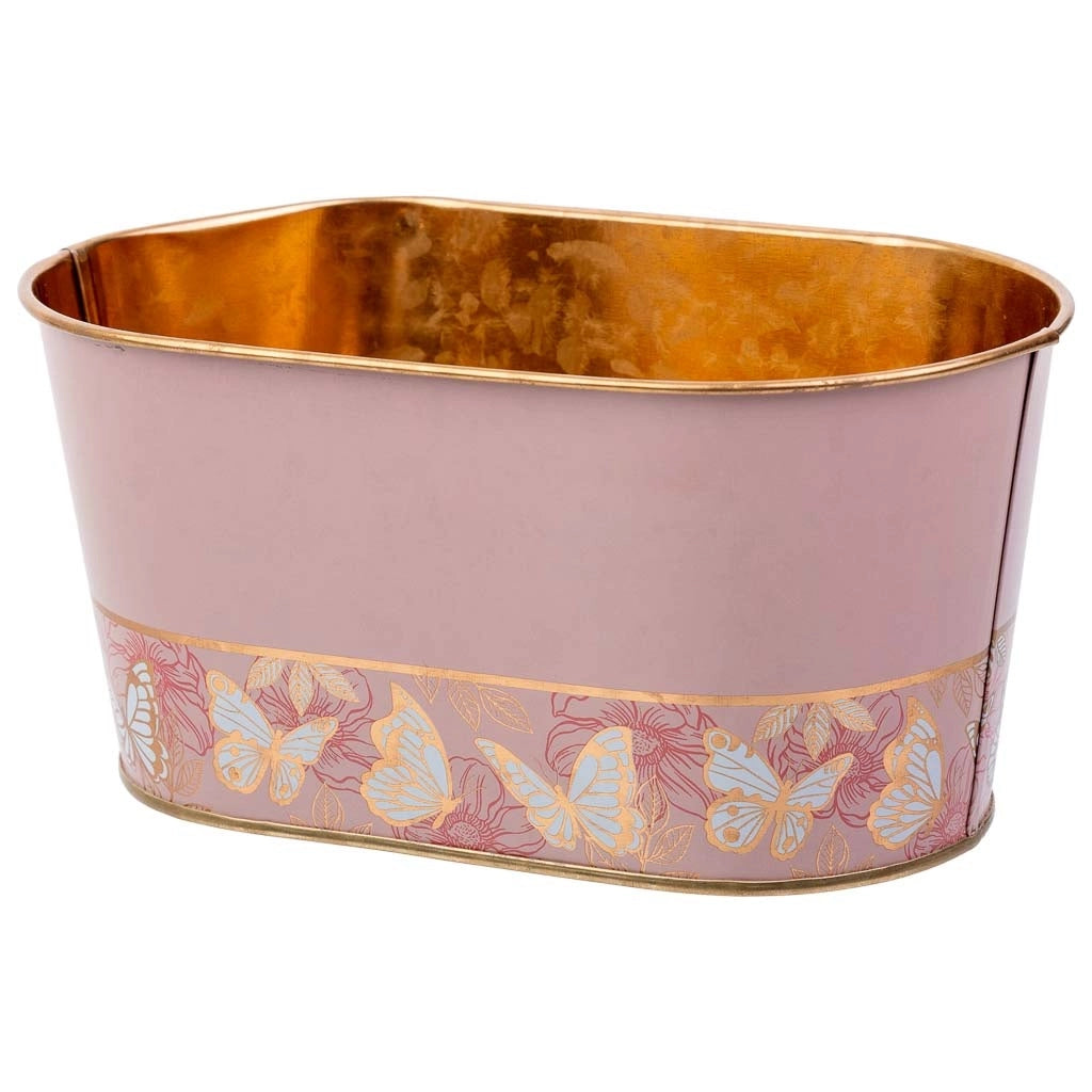 Cestino in metallo rosa 19,5x11,5x9 B16,5x8,5
