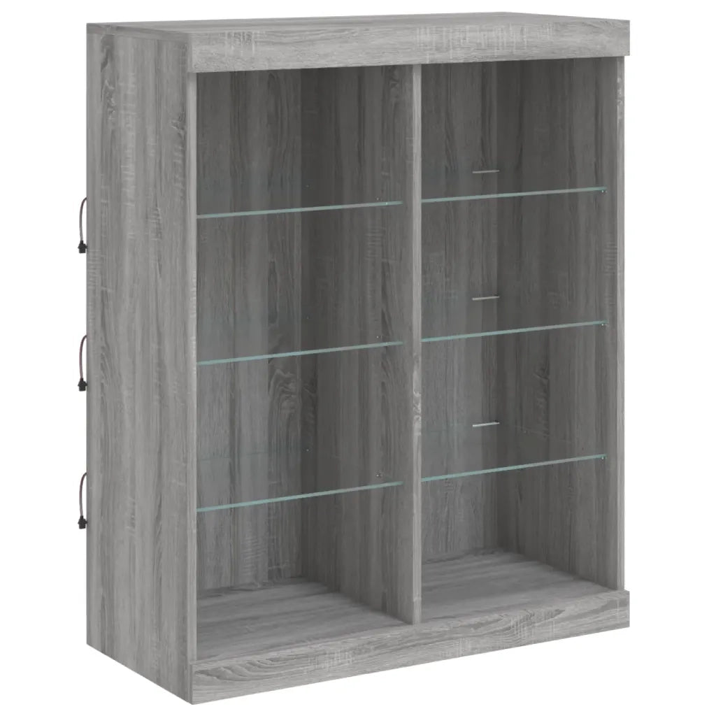 Credenza con Luci LED Grigio Sonoma 81x37x100 cm 836719