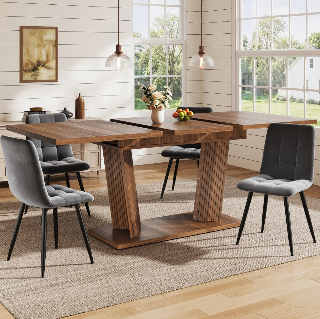 Tavolo da pranzo allungabile 120-160x80 cm marrone scuro