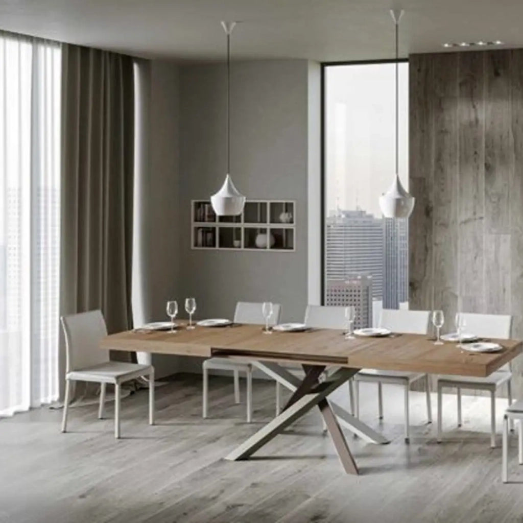 Tavolo allungabile 200/304x90 cm Volantis colore quercia natura gambe multicolore 4/C