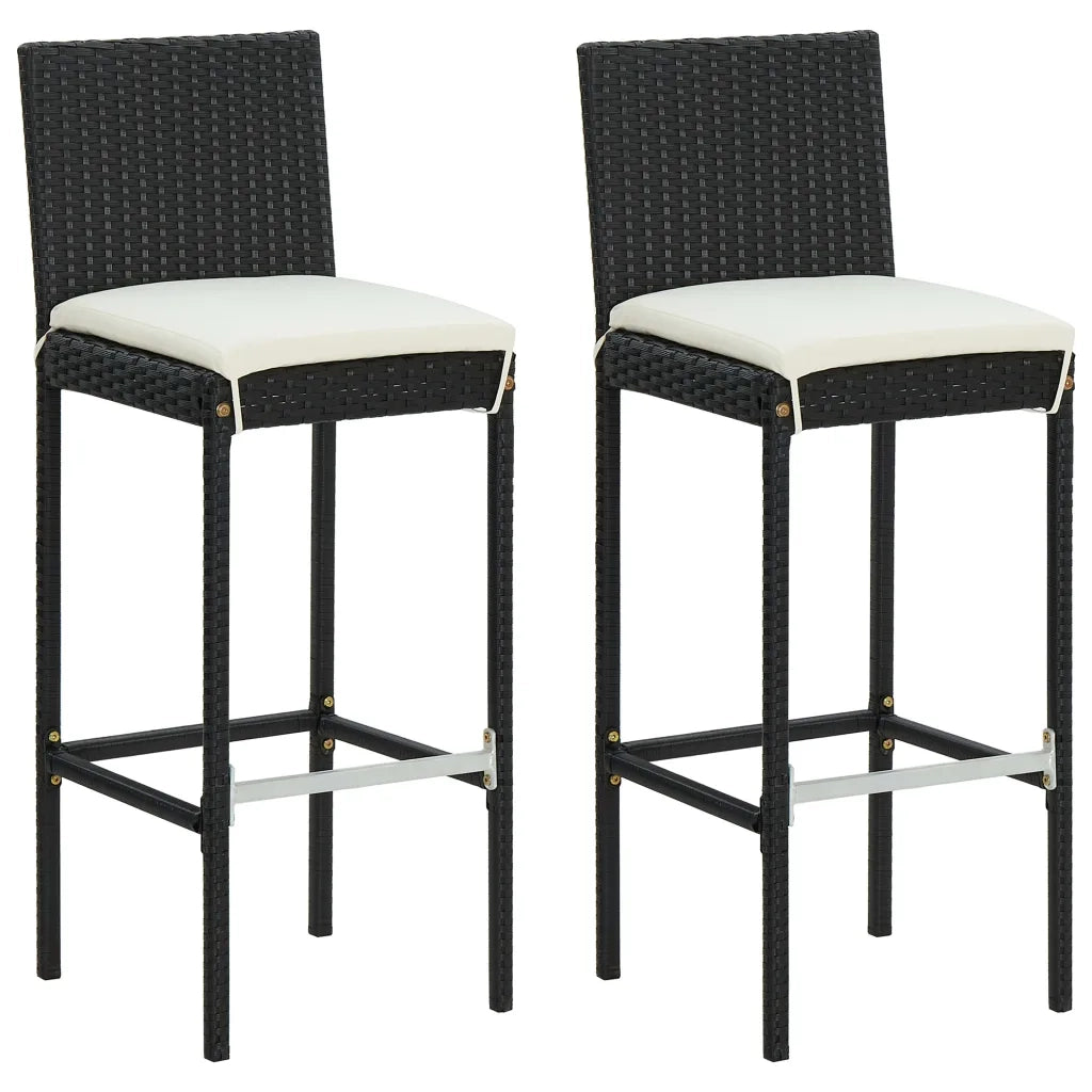 Sgabelli da Bar con Cuscini 2 pz Neri in Polyrattan cod mxl 71217