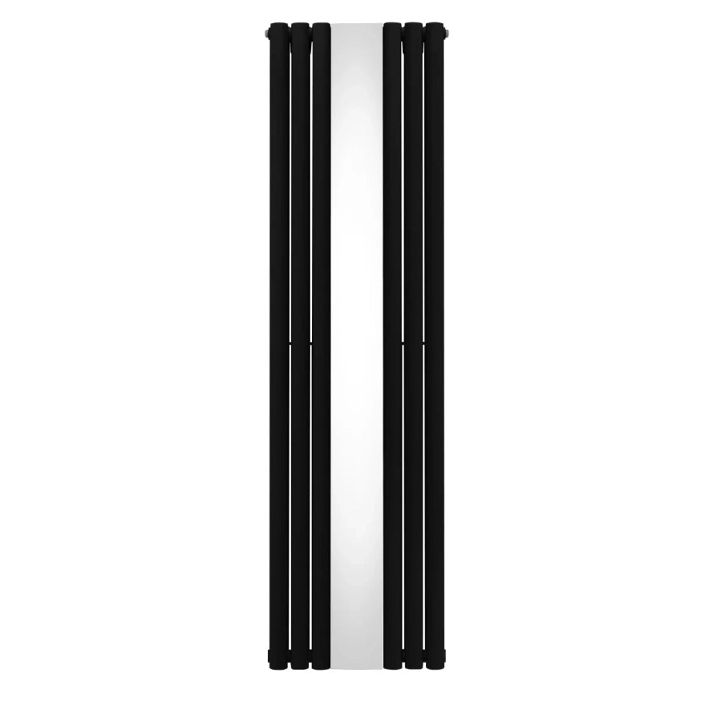 Radiatore Ovale a Specchio a Doppia Colonna Verticale Nero 1800mm x 500mm