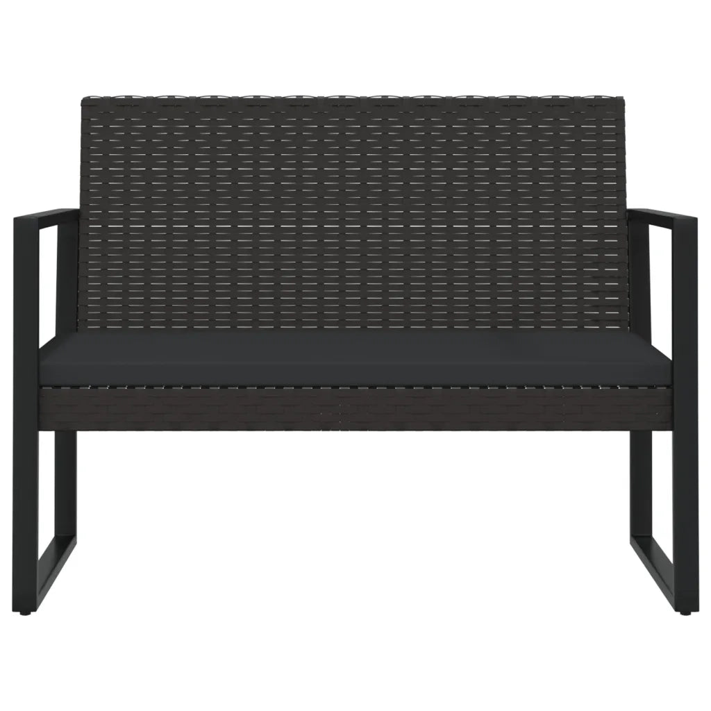 Panchina da Giardino | Panca da Giardino con Cuscini Nera 106 cm in Polyrattan