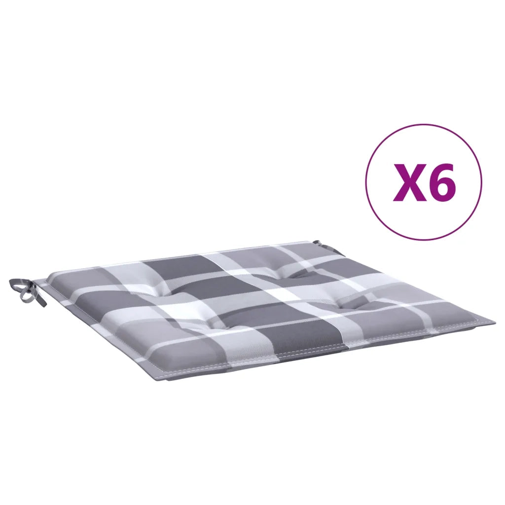 Cuscini per Sedia 6 pz a Quadri Grigi 50x50x4 cm Tessuto Oxford 314073