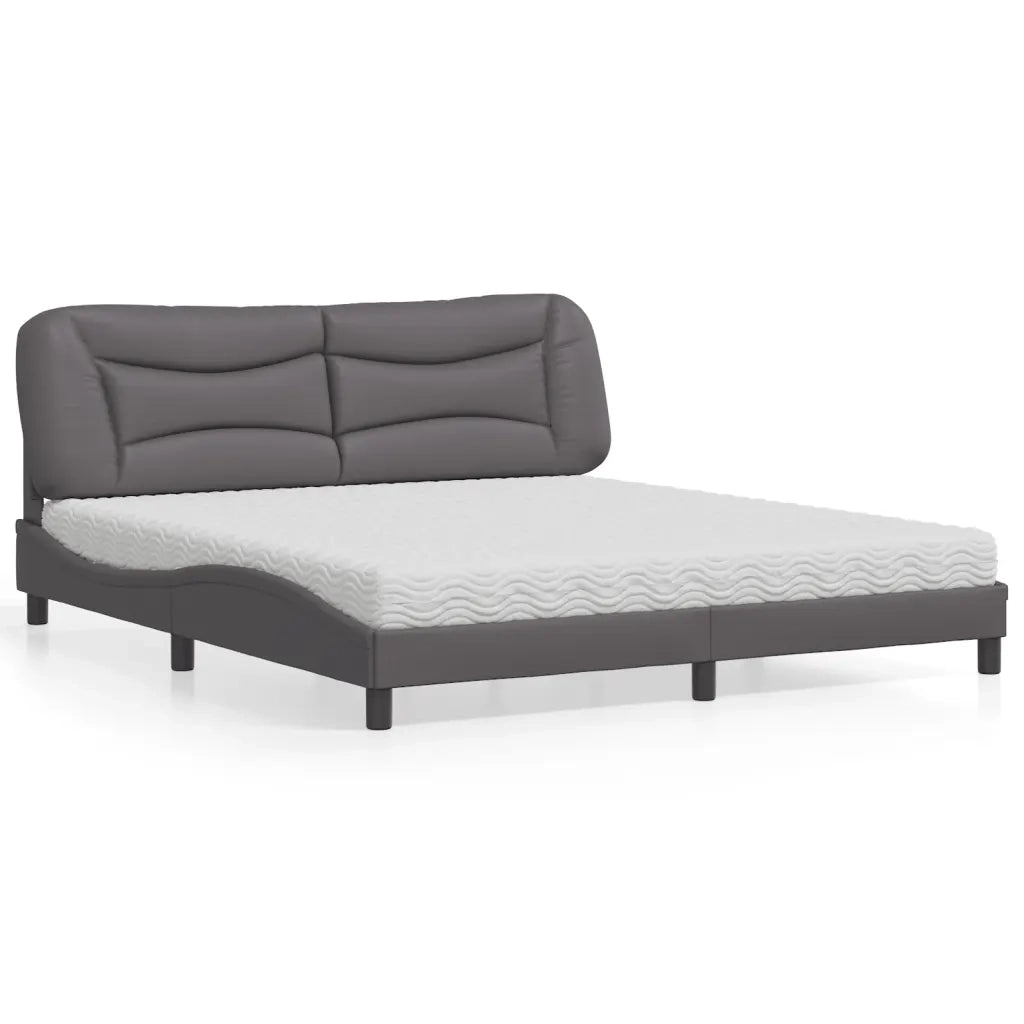 Letto con Materasso Hvar Grigio 180x200 cm in Similpelle