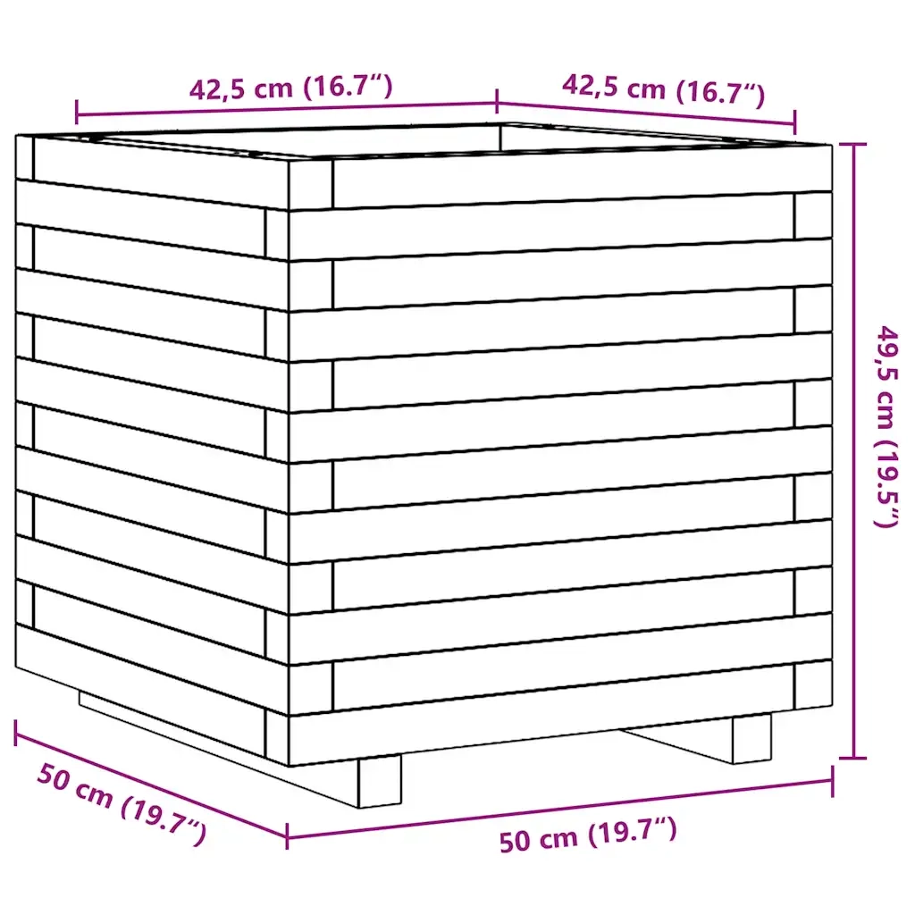 Fioriera da Giardino Bianca 50x50x49,5cm Legno Massello di Pino 847354