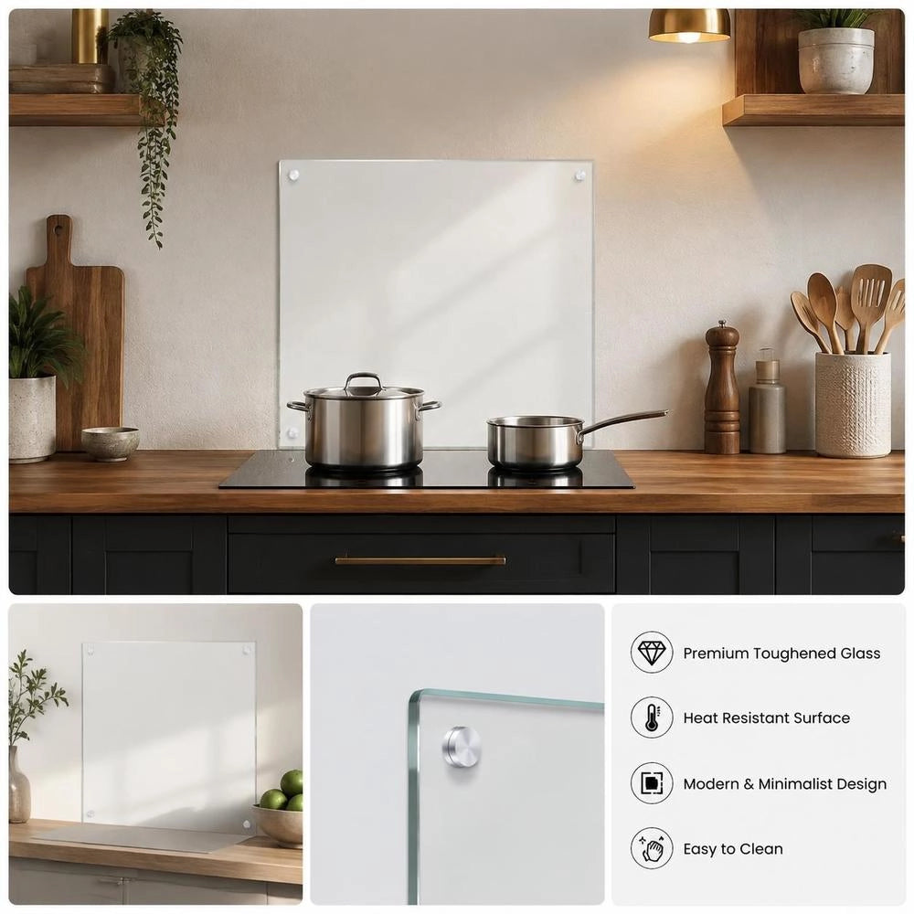 Kitchen Backsplash, Transparent, 70x60 Cm, Tempered Glass