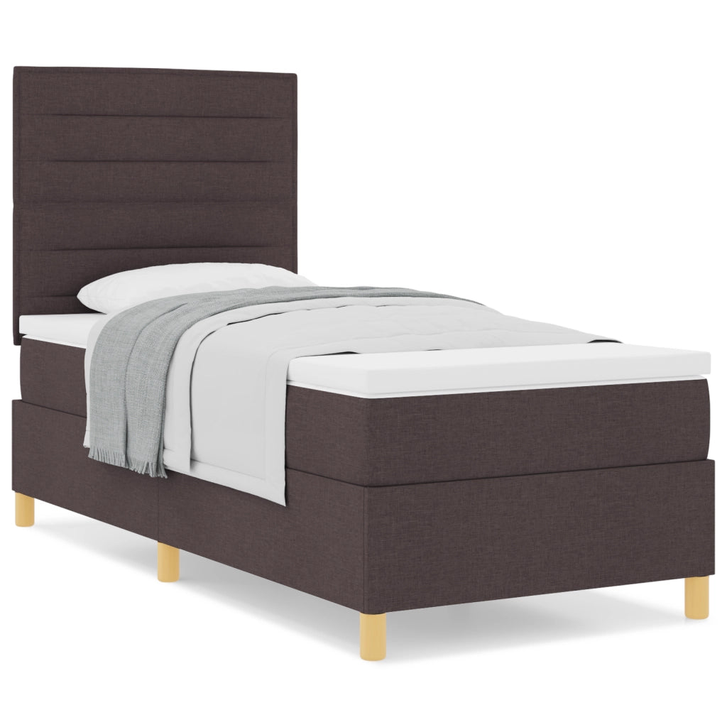Letto a molle con materasso marrone scuro 100x200 cm Tessuto