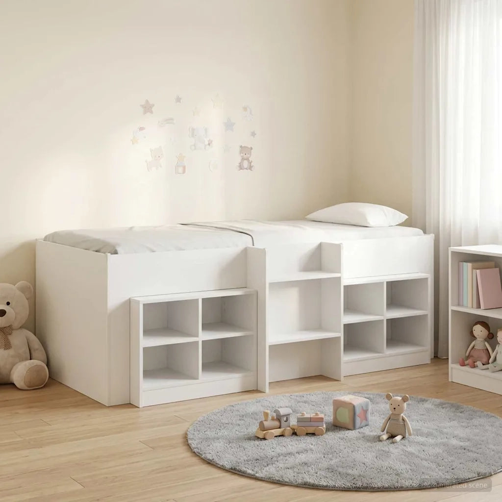 Struttura Letto Loft con Mobile 3 pcs-Giroletto con contenitore Bianco Legno multistrato 451562