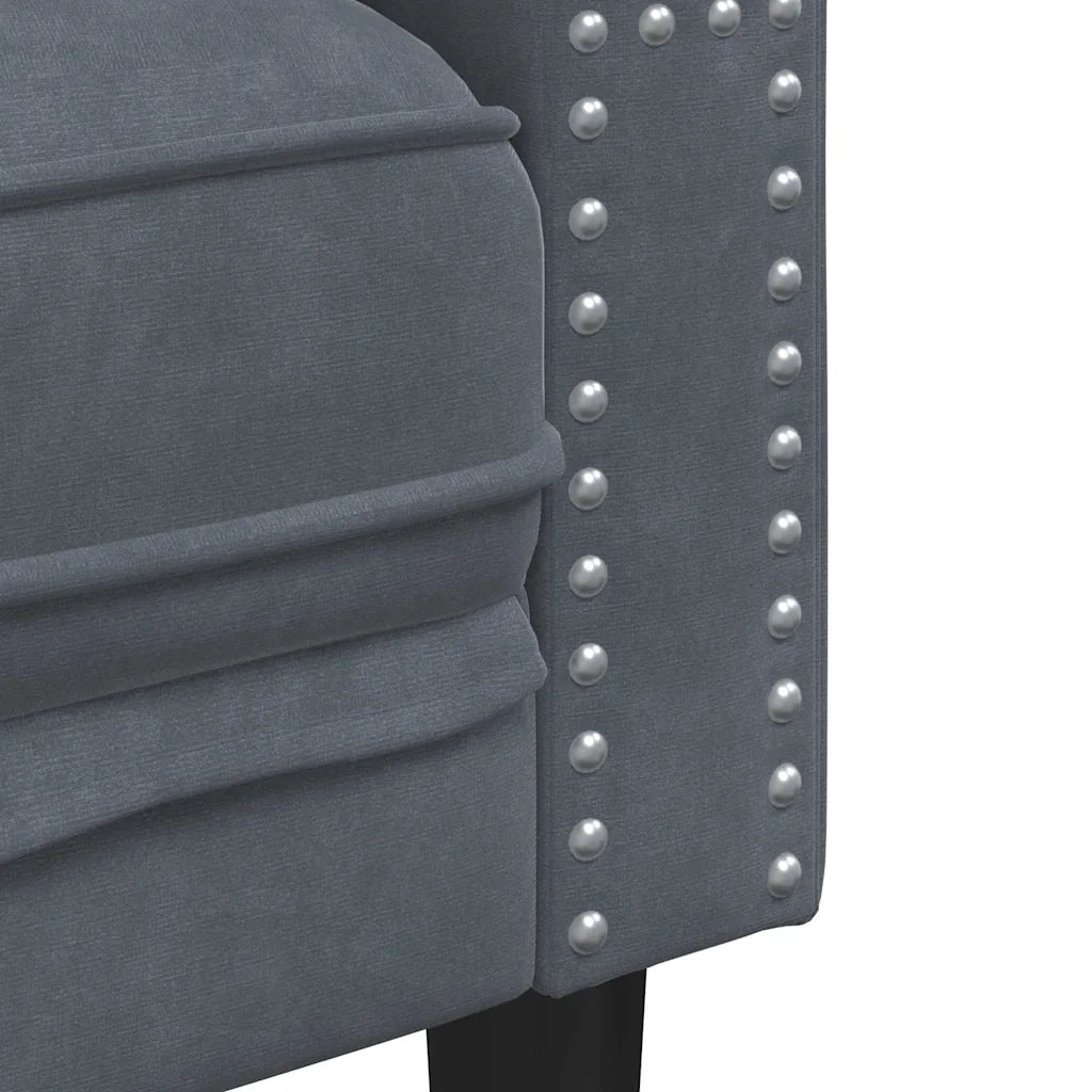 Set di divani 2 pcs Grigio scuro Velluto