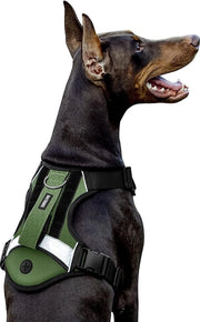 Harnas Tattico Senza Tirare per Cani di Dimensioni Medie e Grandi, Alimentatore di Cintura Regolabile per Cani, 1 Maniglia, Giubbotto per Cani con Sacchetto per Escrementi, Strisce Riflettenti
