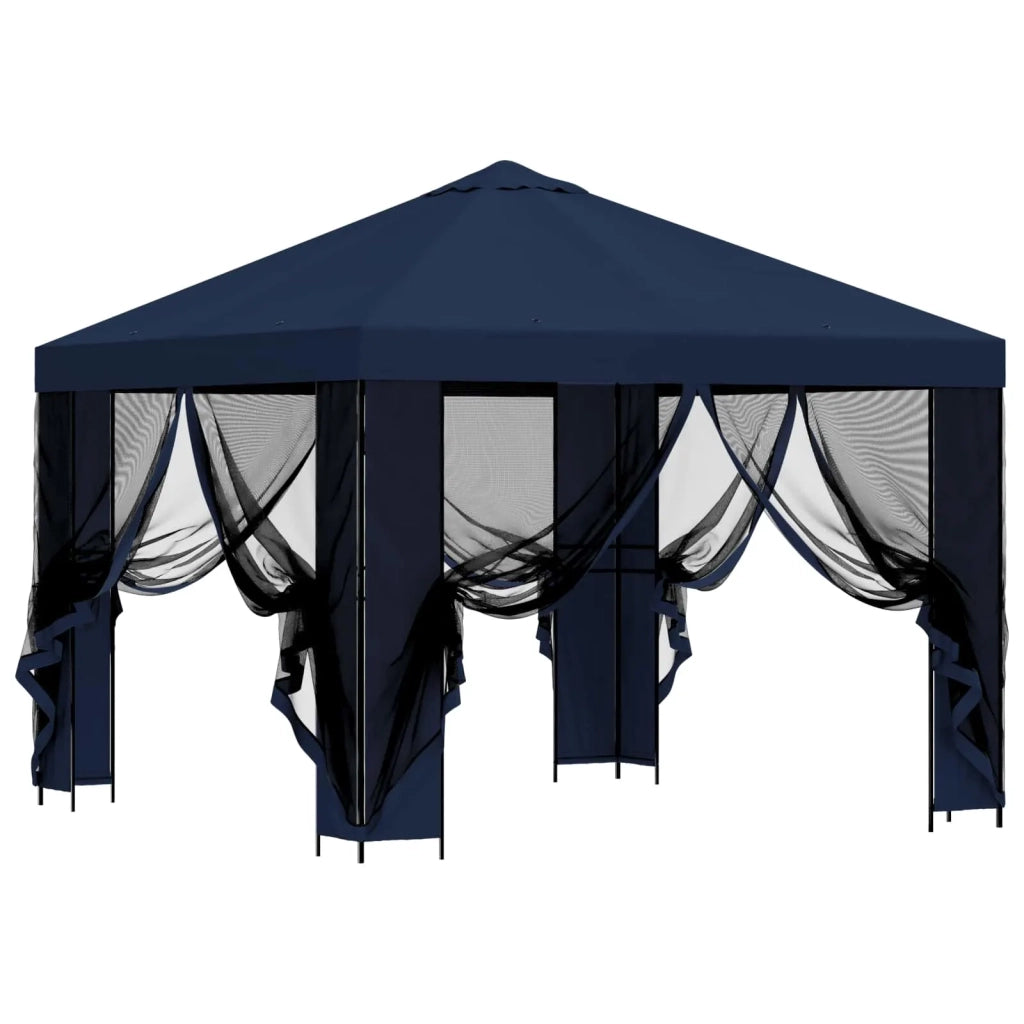 Gazebo da giardino con pareti laterali 3 x 3 m Blu 900367