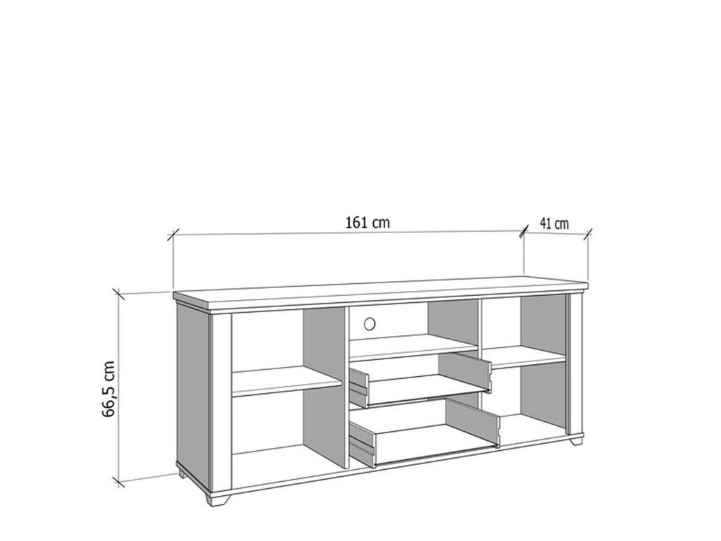 Rotondi, Mobile Porta tv 2 Cassetti, 161x41x66.5h cm Grigio Scuro