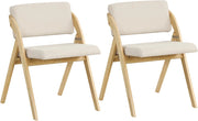 Set 2 Sedie da Pranzo, Sedia da Cucina Pieghevole con Gambe in Legno di Gomma, Sedile e Schienale Imbottiti, Sedia Portatile per Casa Ufficio Matrimonio, Portata 160 kg (Naturale)