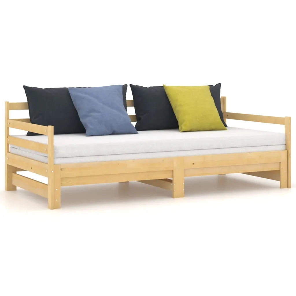Divano Letto Estraibile in Legno Massello di Pino 2x(90x200) cm 806955