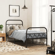 Giroletto con Testiera e Pediera-Struttura Letto Metallo Nero 80x200 cm 562407
