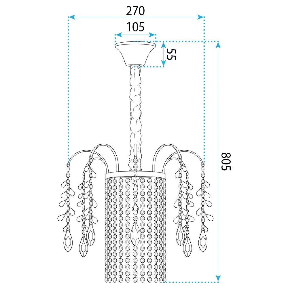 Lampada A Sospensione In Cristallo Swe089-cp 30cm Chrome