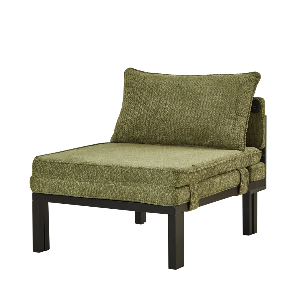 Poltrona letto pieghevole verde in velluto con porta USB Type-C