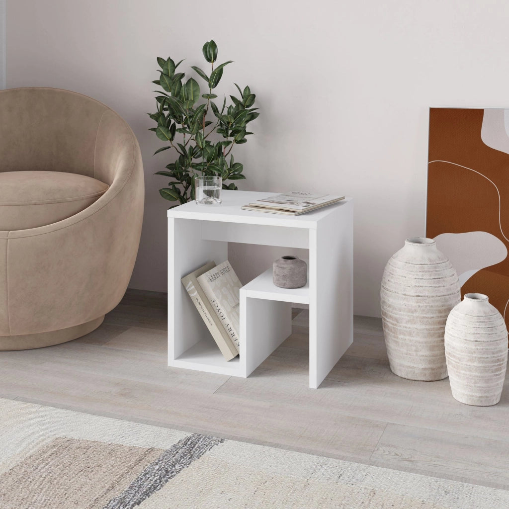 Tavolino in legno "Bon" 40 x 35 x 40 cm - Bianco