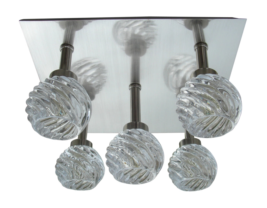 Plafoniera Gira 5xG9 quadrata cristallo nichel Candellux