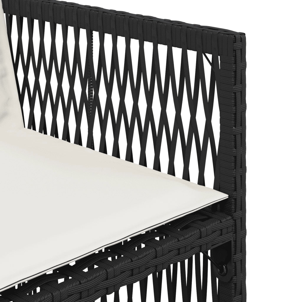 Set da Pranzo da Giardino 7 pz Nero con Cuscini in Polyrattan 3210906