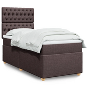 vidaXL Giroletto a Molle con Materasso Marrone Scuro 90x190cm Tessuto