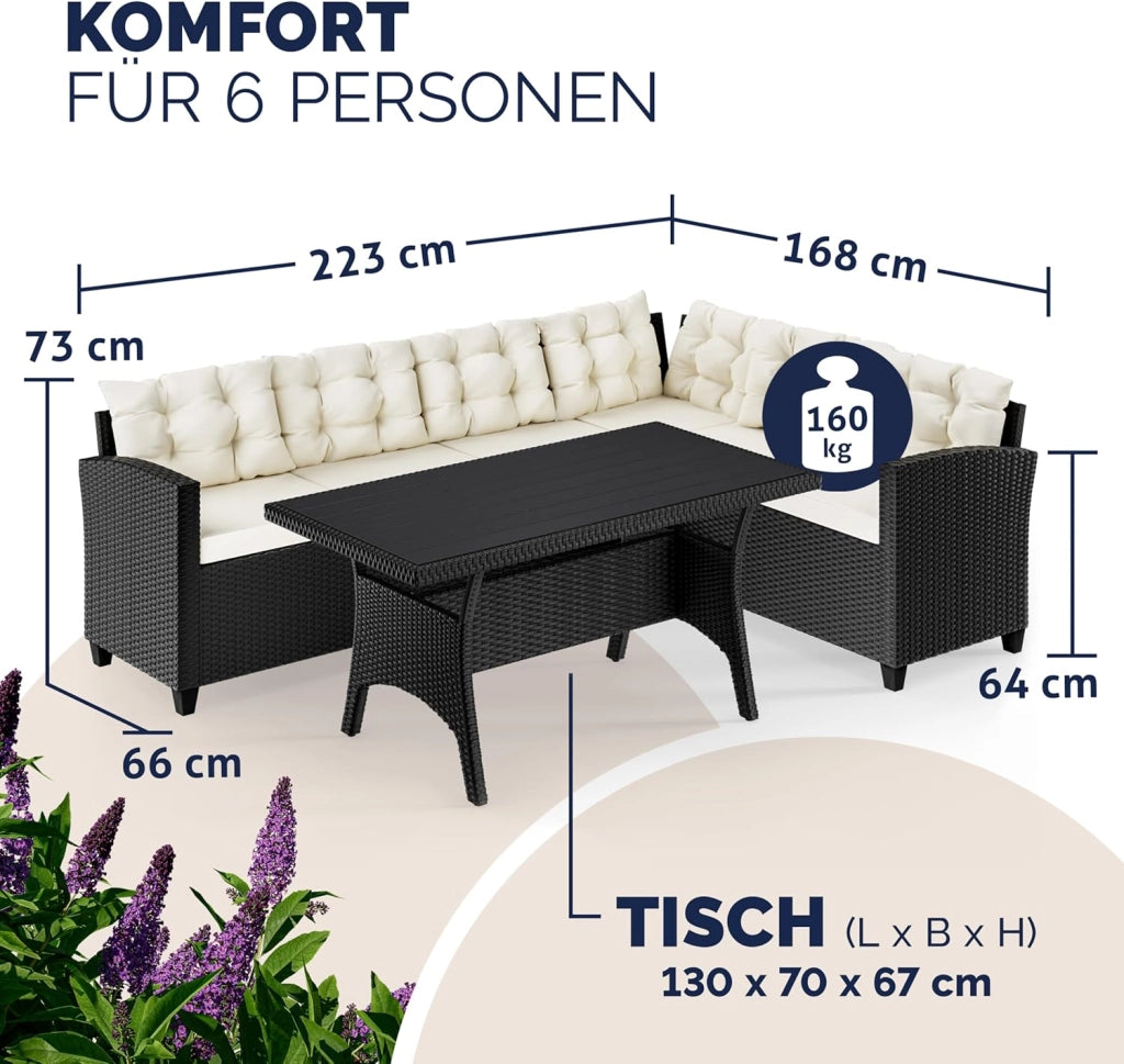 ® Lounge Angolare Divano in Polyrattan Tavolo Pranzo WPC Salottino Esterno Mobili Giardino Terrazza Outdoor