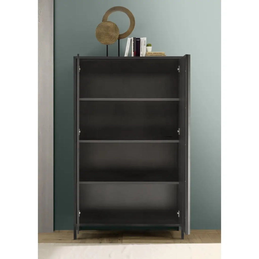 Buffet design 2 porte in legno collezione IRON. Colore quercia nera.