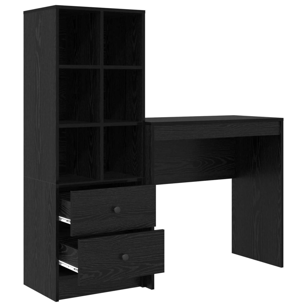 Scrivania con cassetto con lo scaffale 2 pcs Rovere Nero 3337314