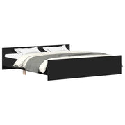 Letto matrimoniale | Letto per adulti | Giroletto con Testiera e Pediera Nero 160x200 cm