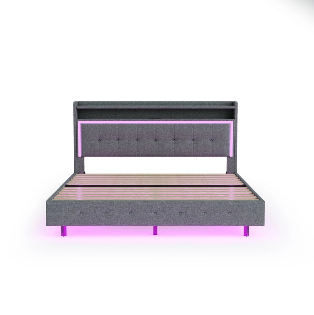 Letto imbottito 140x200 con USB, LED e struttura resistente