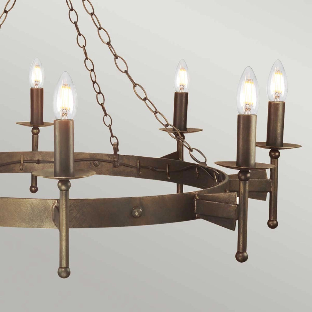 Lampadario gotico Cromwell bronzo antico 8xE14 Elstead