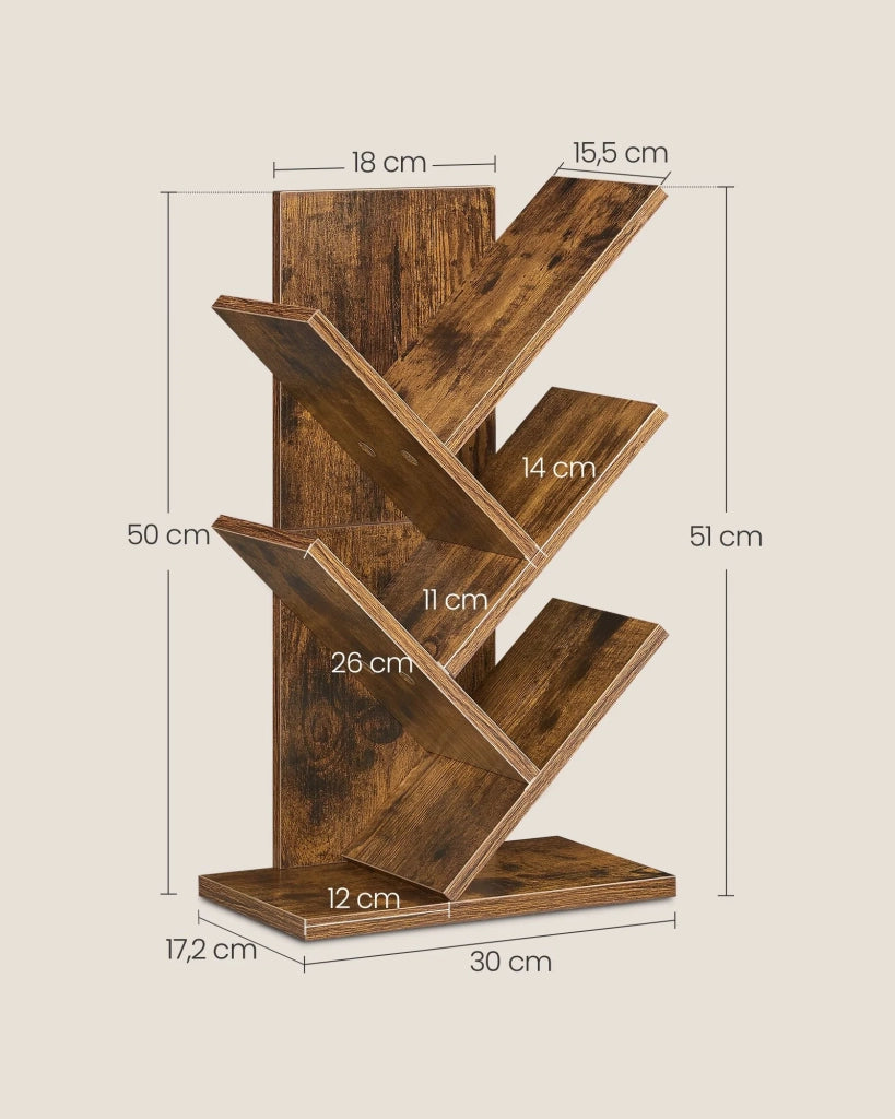 Libreria autoportante a forma di albero con 5 ripiani scaffale angolare salvaspazio con ripiani per camera da letto soggiorno ufficio marrone 12_0004212