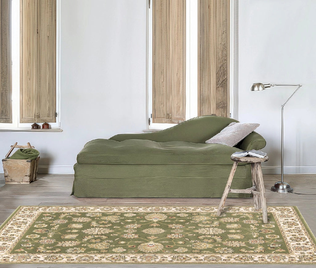 Parure di tappeti BABIL (1pz cm.80x150 + 2pz cm.60x110) trsi scendieletto disegno classico orientale colore verde e crema