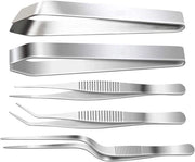 Set di Pinze per Pesci - 3 Pezzi Pinze in Acciaio Inox per Cucina (Liscia/Incurvata/Pendente) e 2 Pezzi Pinze in Acciaio Inox per Pesci (Liscia/Pendente) 16cm/12cm per Cottura e Frutti di Mare