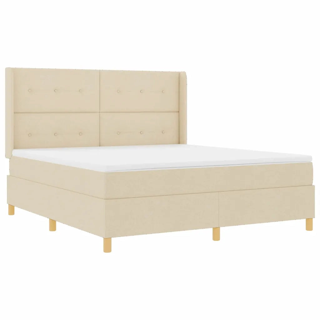 Letto a molle con materasso Crema 180 x 200 cm Tessuto 3341852