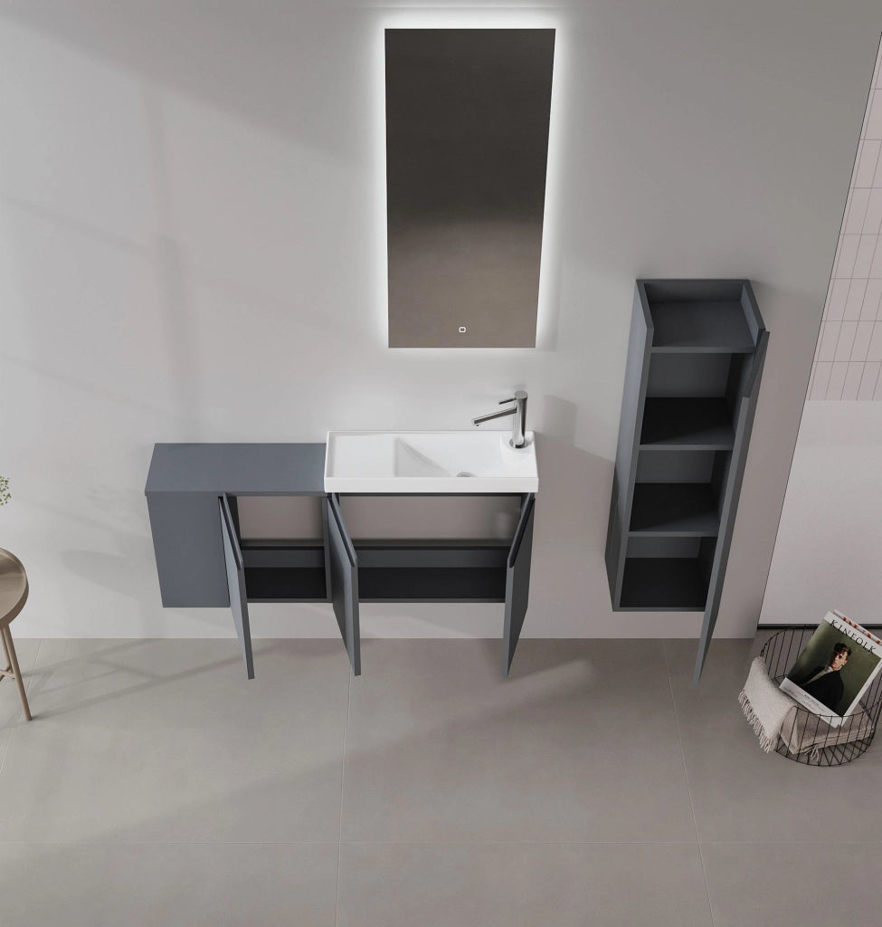 Mobile lavabo "Ferla 110" - 110 x 22 x 45 cm - Antracite opaco