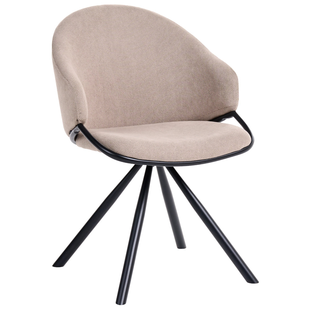 Set di 2 sedie da pranzo in stile scandinavo con rivestimento in tessuto idrorepellente per soggiorno e sala da pranzo tortora gambe nere