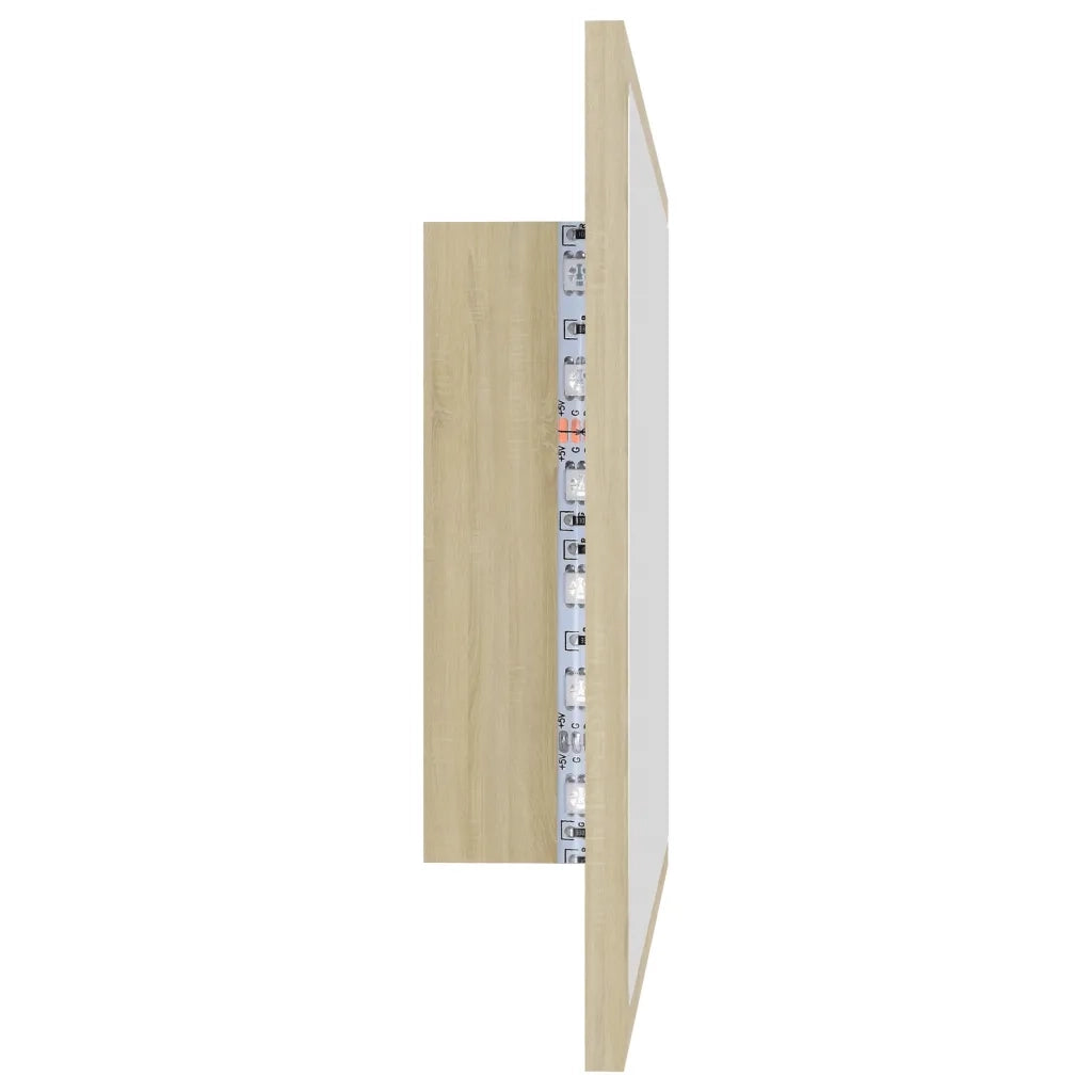 Specchio da Bagno LED-Specchio decorativo con LED Rovere Sonoma 60x8,5x37 cm in Acrilico