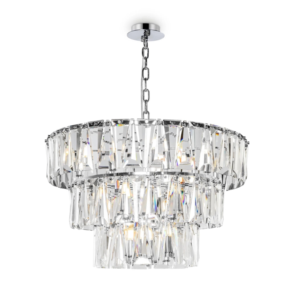 Maytoni Lampadario contemporaneo Puntes 18 luci E14 cromo metallo cristallo