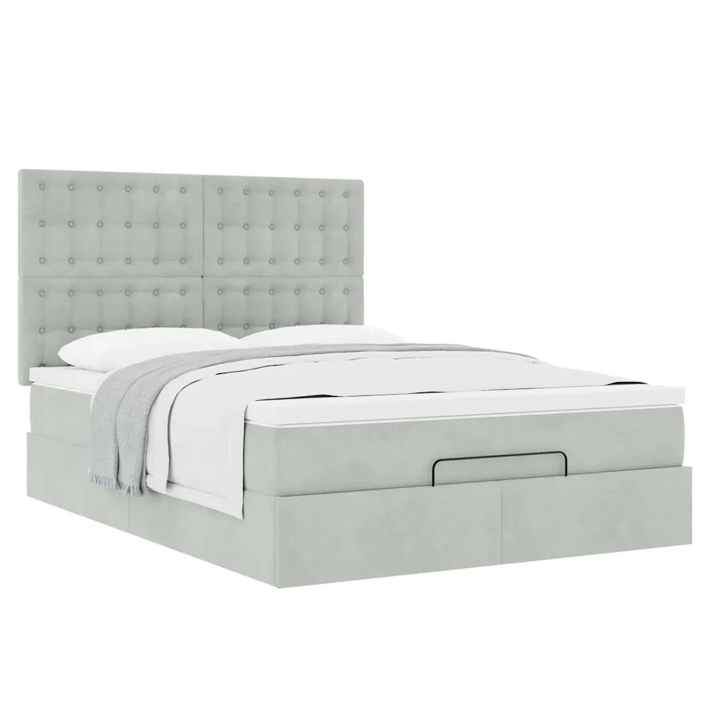 Struttura Letto Pouf con Materassi 140x200 cm in Velluto 3313619