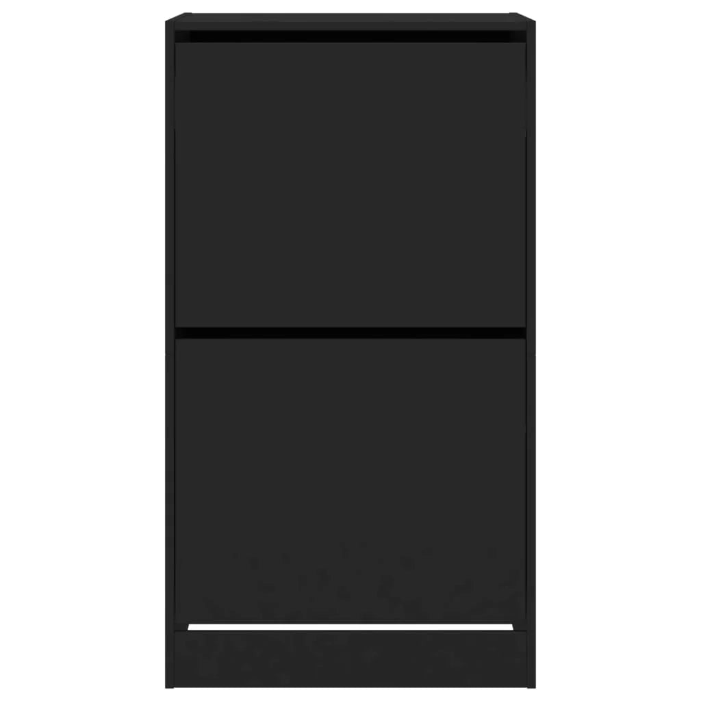 Scarpiera mobiletto portascarpe mobile ingresso/corridoio/soggiorno 2 cassetti a ribalta 60 x 42 x 108 cm nero 02_0021344