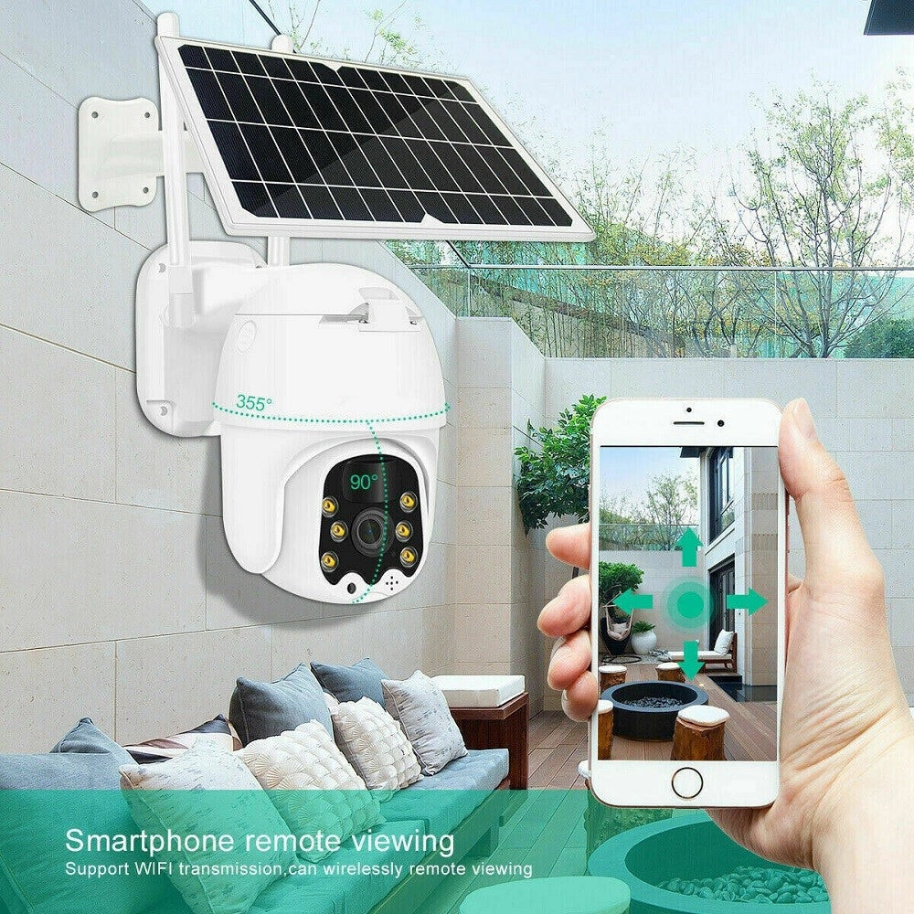 Trade Shop - Telecamera Esterna Full Hd 1080p 5.0mp Ptz Wireless Con Pannello Solare Wifi -
