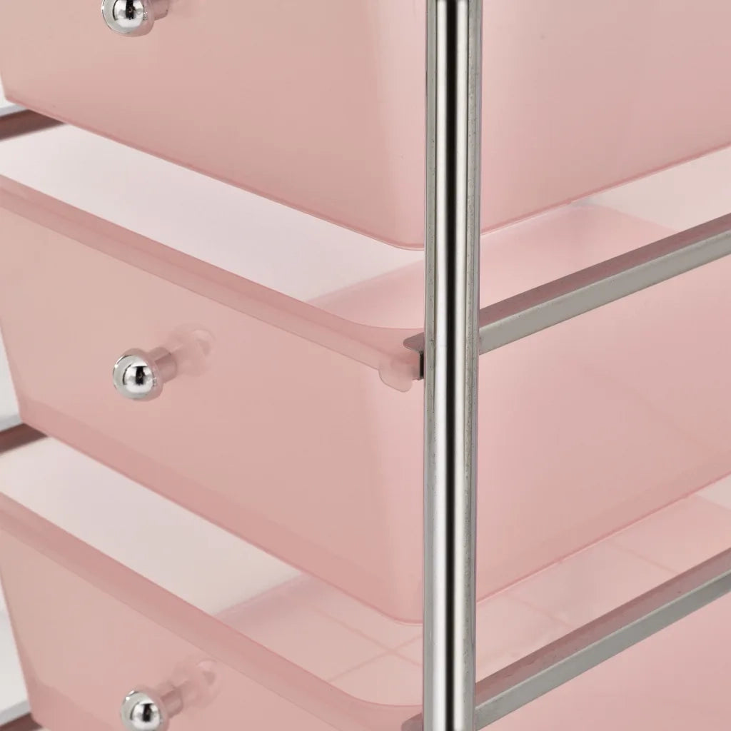 Carrello Portaoggetti Mobile con 4 Cassetti Rosa in Plastica CFW9564200