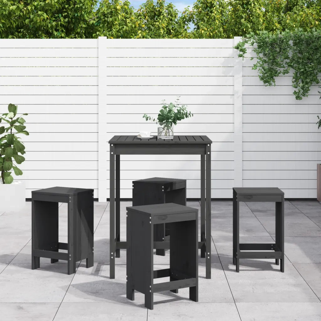Set Bar da Giardino 5 pz | Set Salotto da Giardino Grigio in Legno Massello di Pino