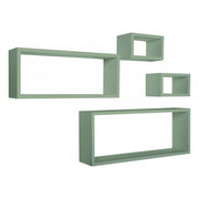 Set 4 Mensole da Muro, Pensile Bagno, Mensola Parete, verde Acqua Marina, 75x30 p15,5 cm, 60x25 p15,5 cm e 2 da 25x15 p15,5 cm - Merlino